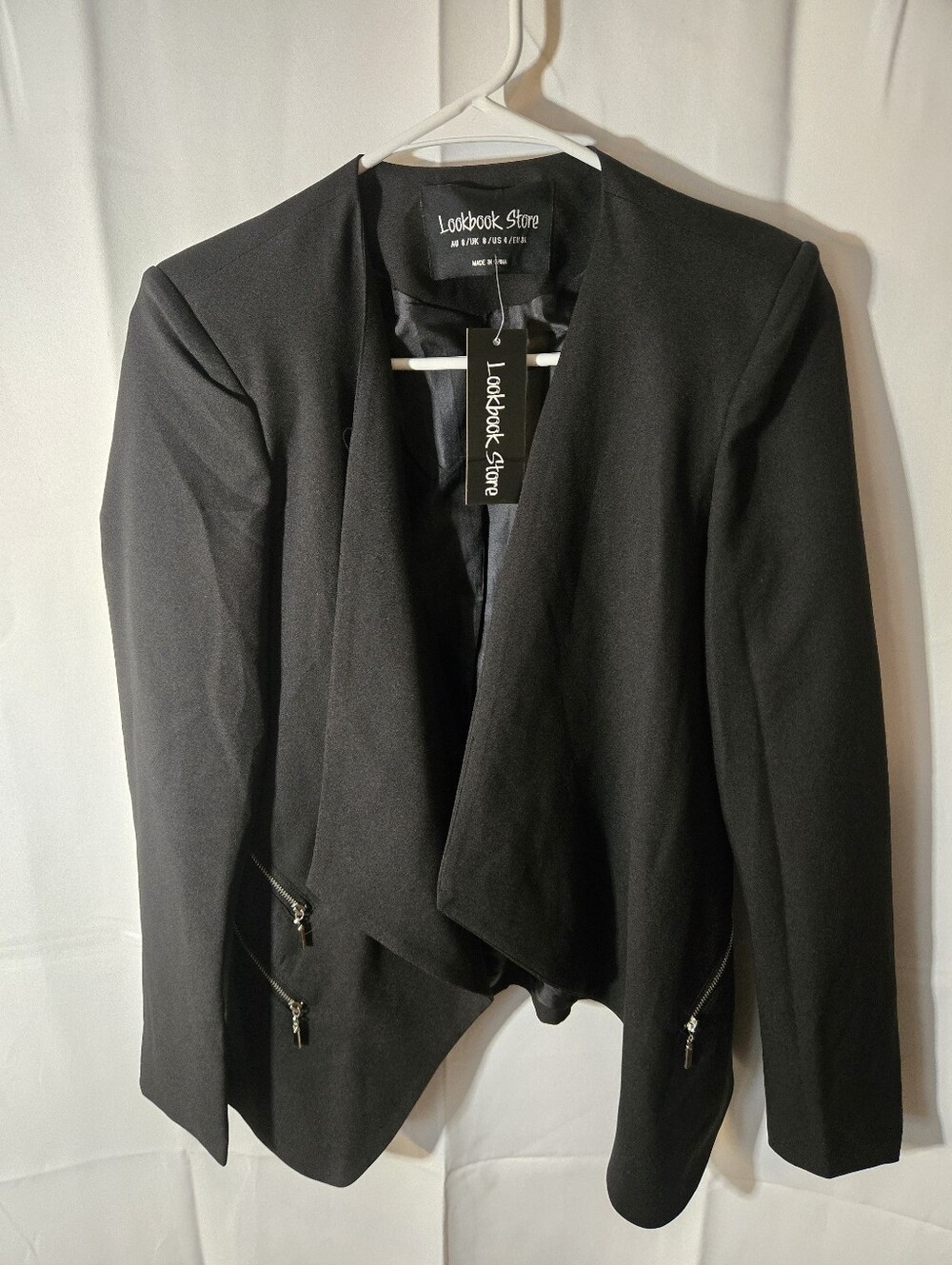 Women's Black Open Front Blazer Jacket